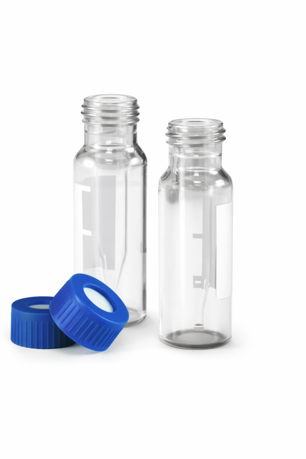 Vial Kit, QSERT 200 μL Clear Glass w/Screw Caps, Non-slit Silicone/PTFE Septa, 100/pk